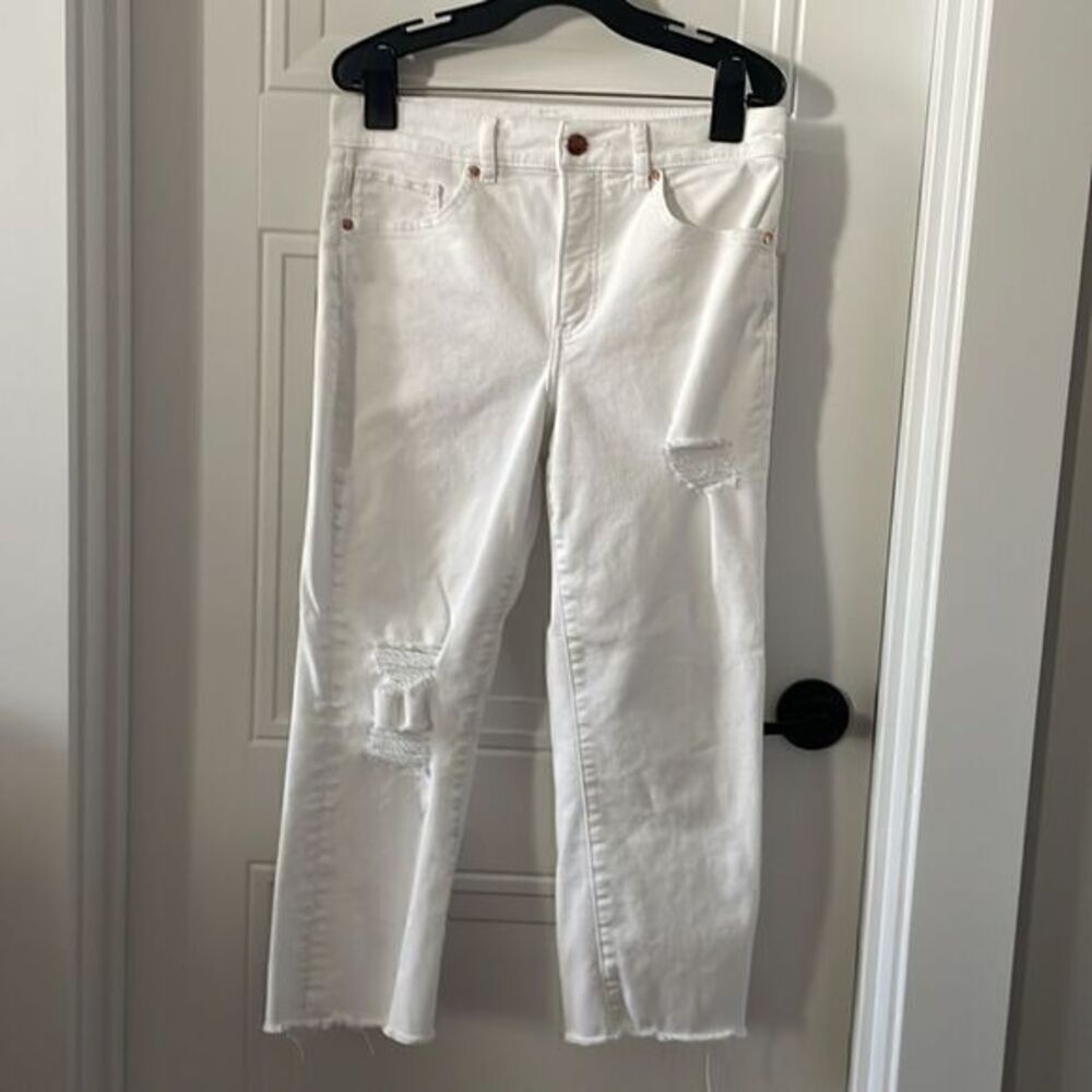 Express Mid Rise White Ankle Jeans